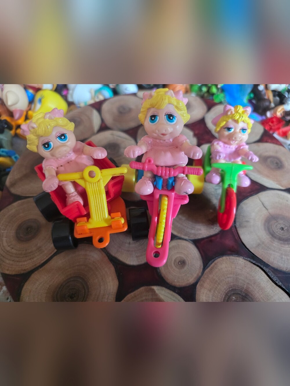 Vintage McDonalds Happy Meal Toys Muppet Babies 1986 Miss Piggy Tricycle X3